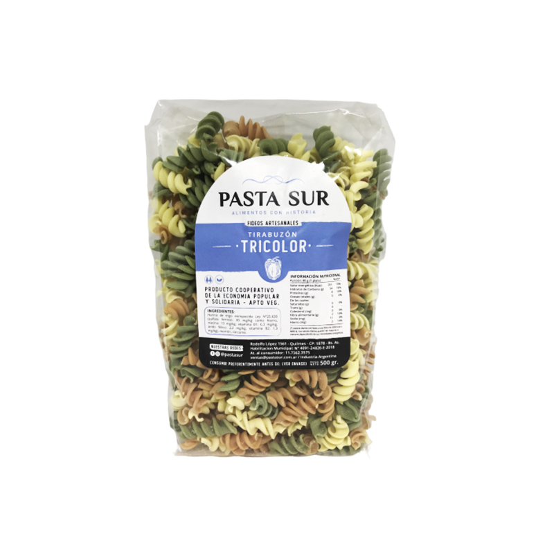Fideos "Pasta Sur" tirabuzón Tricolor x500 gr